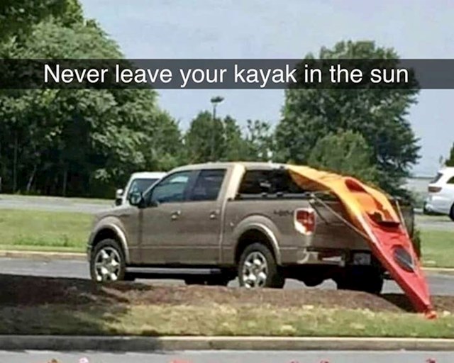 Nikad ne ostavljajte kajak na suncu