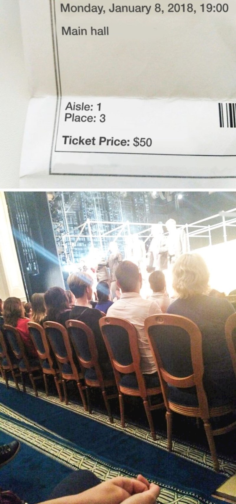 Kupio sam karte za prvi red, a oni su nadodali još redova ispred mene; sigurno su neki važni gosti