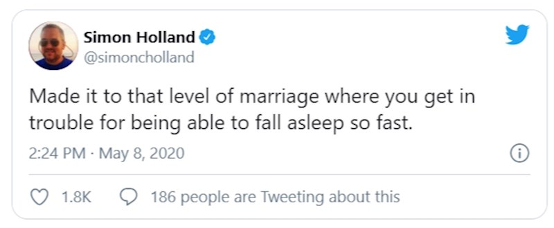 Došli smo do te faze u braku kada možeš upasti u nevolju jer uspiješ prebrzo zaspati.