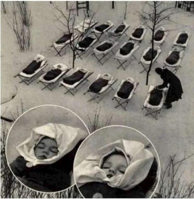 Bebe ispred rodilišta u Moskvi, pedesetih se smatralo da ovo jača imunitet