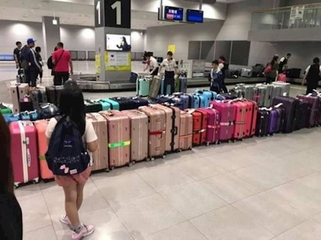 Mnoge japanske zračne luke razvrstaju prtljagu po bojama kako bi putnici lakše našli svoje kofere.