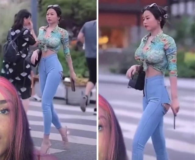 Za primjer je uzela ovu street style snimku iz Kine na kojoj se nalazi ženska osoba "poželjnih" proporcija