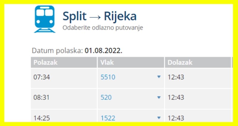 Ovo je rekord svih rekorda, morate vidjeti koliko traje putovanje vlakom od Splita do Rijeke