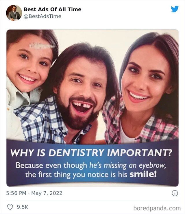Zašto je važno ići zubaru? Jer niste ni primijetili da mu fali obrva :D