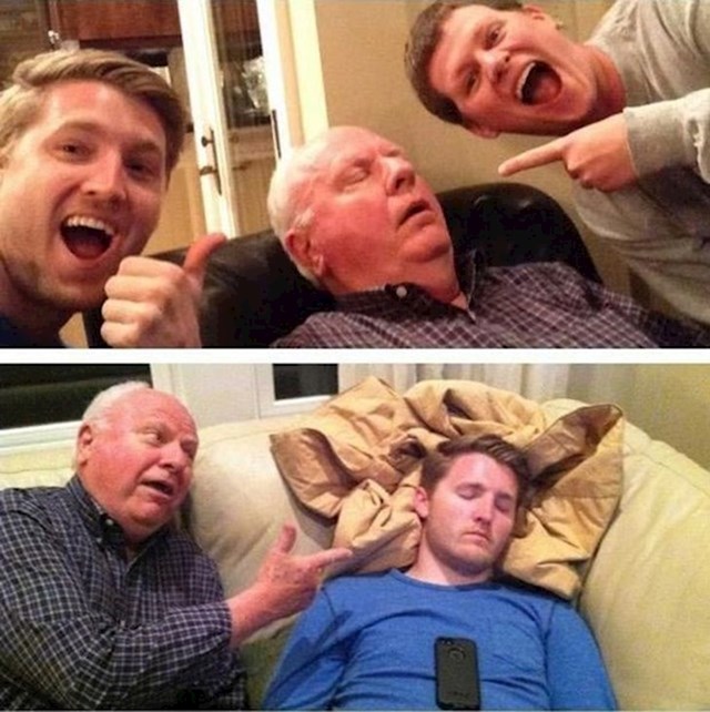 Smijali su se djedu kad je zaspao pred TVom, ali brzo se osvetio
