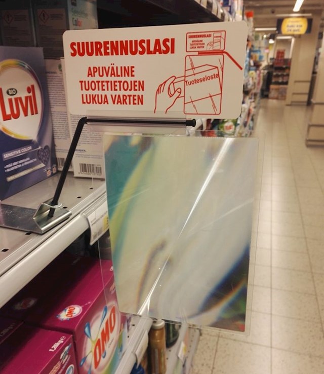 'Moj lokalni supermarket ima povećalo tako da ljudi s lošim vidom mogu čitati opise proizvoda.''