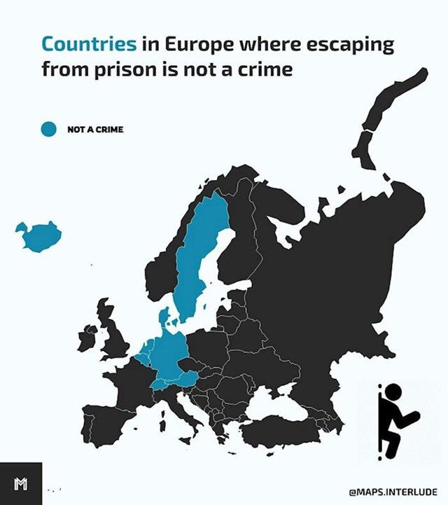 Zemlje u Europi gdje bijeg iz zatvora nije kazneno djelo