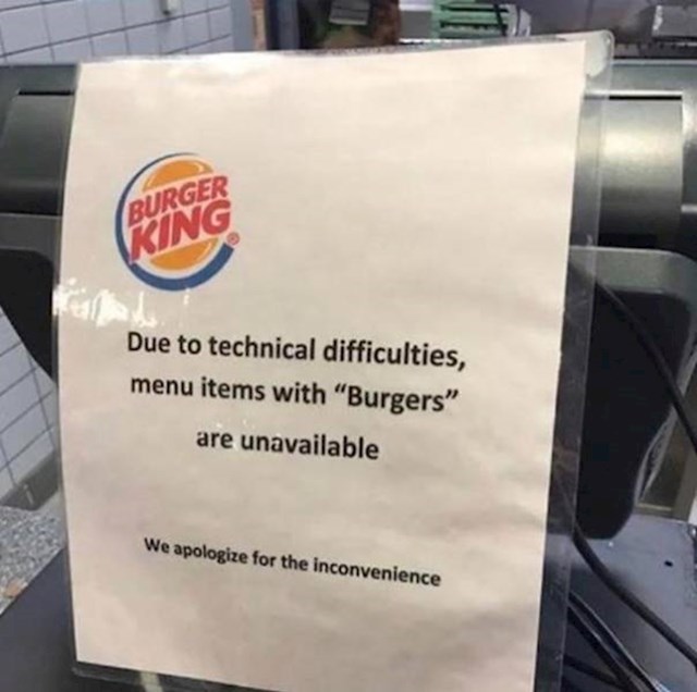 U Burger kingu ne može se naručiti ništa što ima riječ burger u sebi