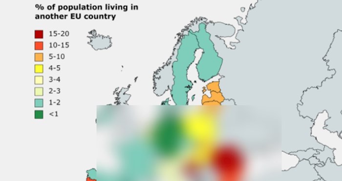 Mnogi danas dijele ovu mapu, prikazuje postotak Hrvata koji žive u drugoj državi