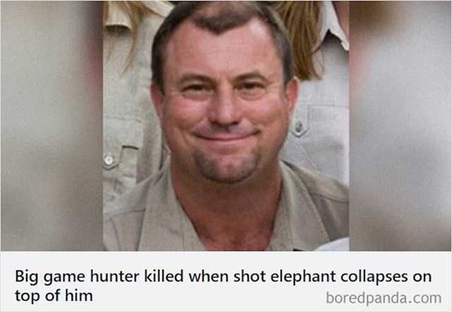 Ovaj lovac je poginuo nakon što se slon kojeg je upravo upucao srušio na njega