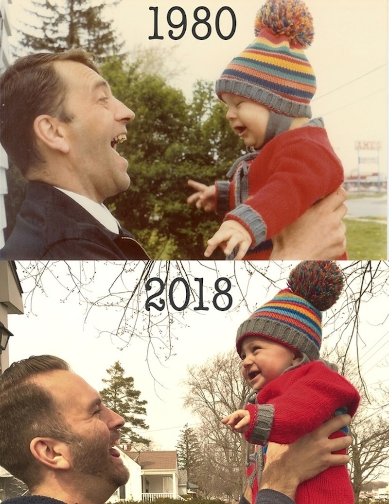 "Moj tata i ja 1980. godine, ja i moj sin 2018. godine"