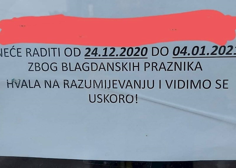 Zbog blagdanskih praznika... 😁