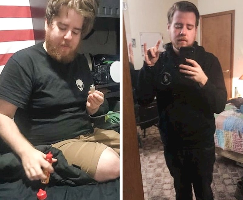 34 kilograma manje. Prva slika je iz svibnja 2019. godine, druga iz siječnja 2020.