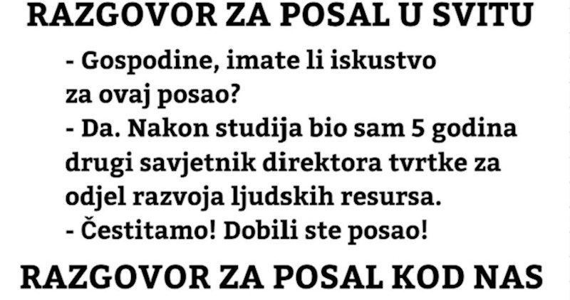 Ovako izgleda razgovor za posao u svijetu i u Hrvatskoj. Boli koliko je točno