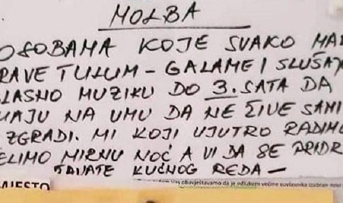 Netko je ostavio poruku bučnim susjedima, njihov odgovor je nasmijao sve stanare