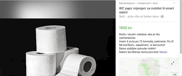 Mijenja wc papir za mobitel, smart watch ili skuter...