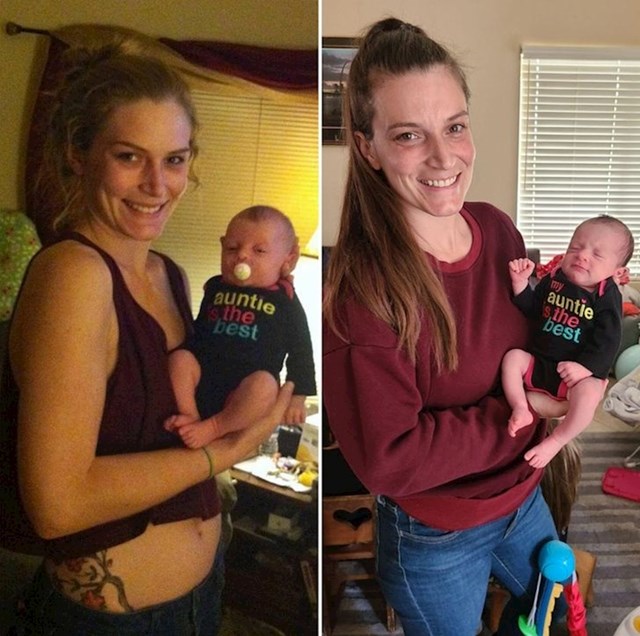 "Na lijevoj fotki smo moja nećakinja i ja, a na desnoj moja sestra s mojom bebom"