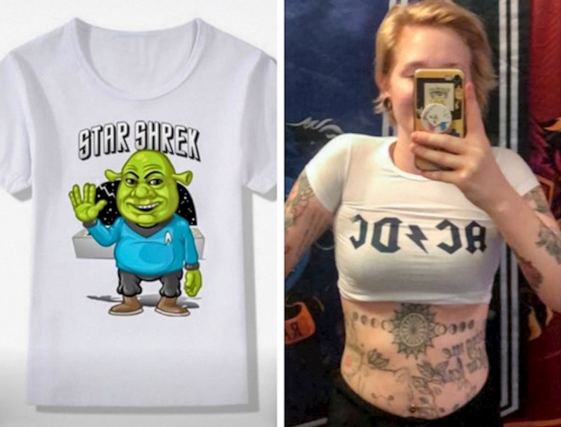 "Ne znam kako, ali dobila sam ovu majicu koju sam proslijedila svom  trogodišnjem nećaku. Srećom pa mu se sviđa AC/DC"