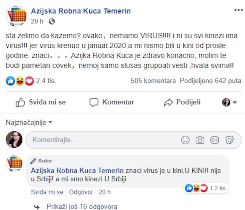 Napisali su status na Facebooku kojim pokušavaju ljude dozvati pameti