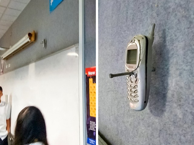 Profesor je zabio mobitel svog učenika u zid kada ga je on koristio na nastavi. Nakon 20 godina, mobitel je još tamo