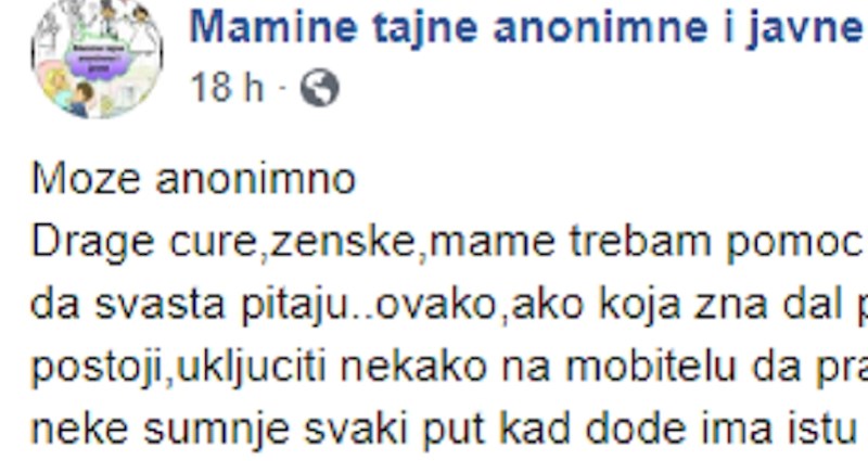Ova žena toliko nema povjerenja u muža da je došla na suludu ideju, pogledajte koje pitanje je postavila na Facebook grupi