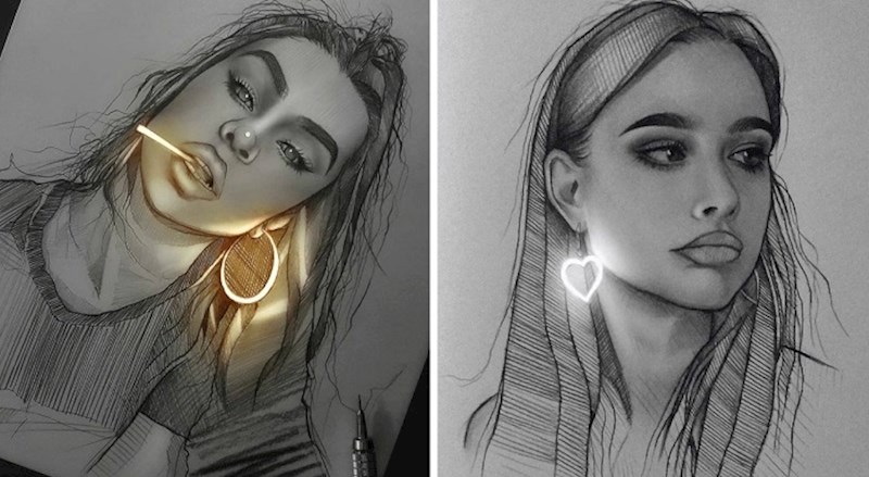 Umjetnik olovkom stvara umjetnička djela uz jedan detalj koji ih čini posebnima