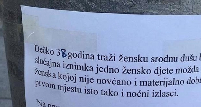 Oglas "dečka" od 38 godina koji traži ženu nasmijao ljude na Fejsu, ovo je urnebesno