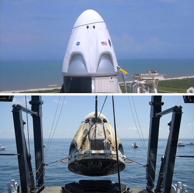 SpaceX Crew Dragon svemirska kapsula prije i nakon leta