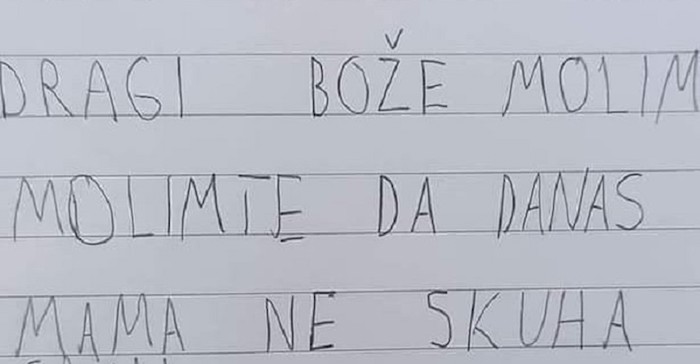 Ovog mališana jako muči mamino kuhanje, napisao je molbu koja je nasmijala ljude na Faceu