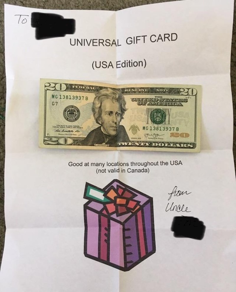 "Ujak mi svaki Božić pokloni novac u ovakvoj čestitci i svaki put se smijem"