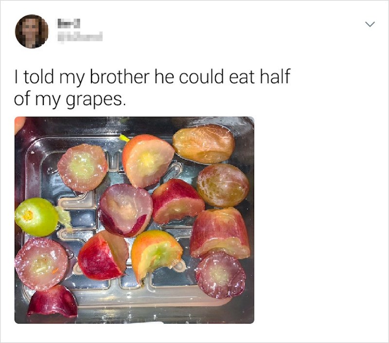 "Rekla sam bratu da može pojesti pola mog grožđa"