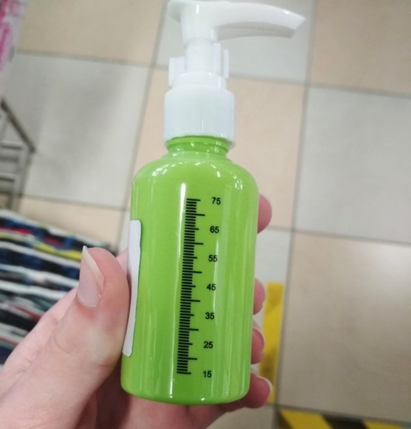 Oznaka za mjeru na bočici koja nije prozirna