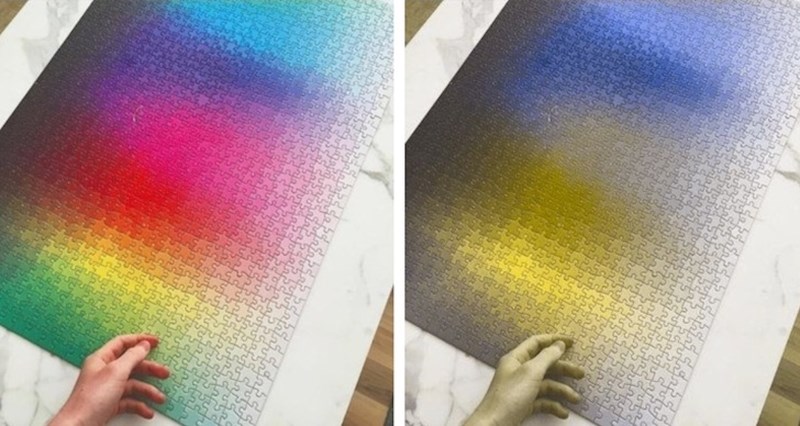 Simulacija neprepoznavanja crvene boje kod daltonista, na puzzlama