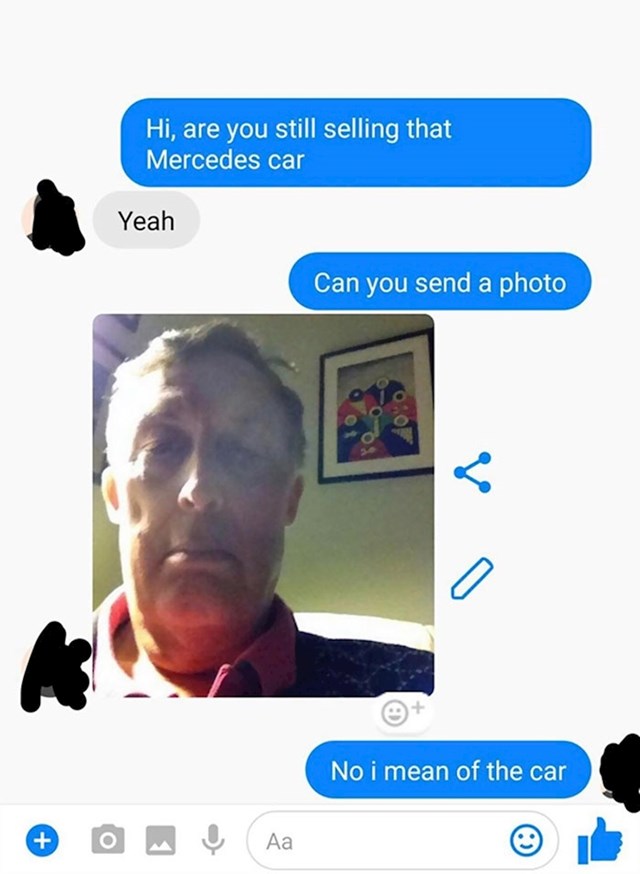 Kada je ovog lika netko pitao da mu pošalje sliku automobila kojeg prodaje, a on mu je poslao svoju sliku