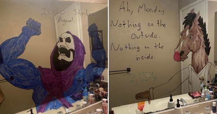 Žena je podijelila crteže koje je njen muž nacrtao na ogledalu u kupaonici