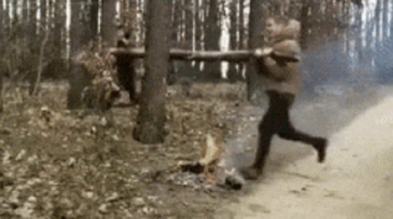 Ova dva lika pokušala su prelomiti deblo drveta, ali to je prošlo totalno krivo