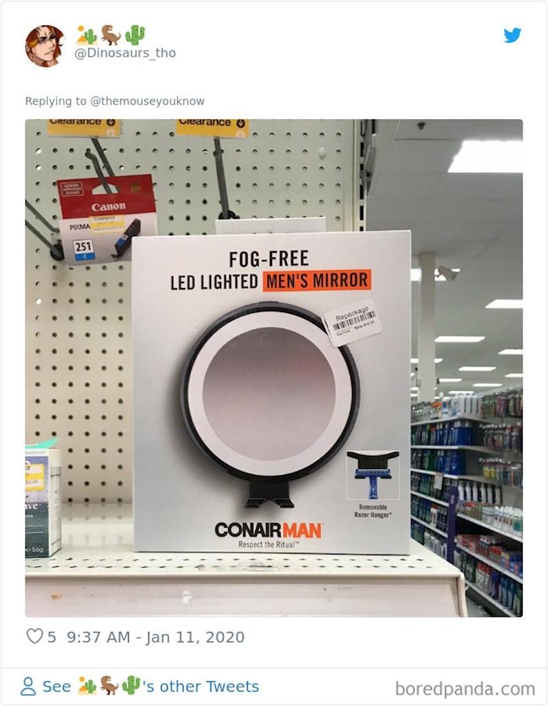 Ogledalo koje može koristiti samo muškarac