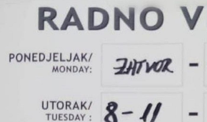 Dalmatince i goste nasmijala je ova obavijest o radnom vremenu jednog dućana