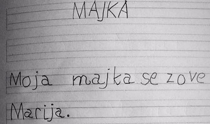 Profesorica je učenicima dala zadatak da opišu svoju mamu, ovaj mališan nasmijao ju je do suza