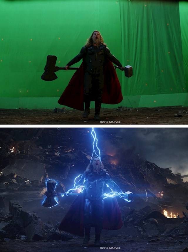 Thor prije i nakon specijalnih efekata u Osvetnici: Završnica