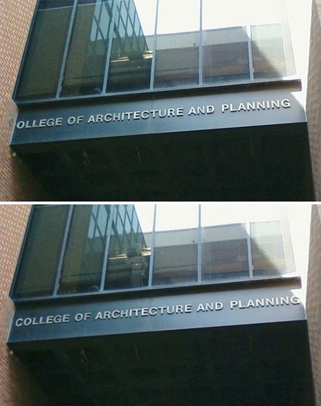 Ne tako dobro isplaniran natpis na fakultetu arhitekture i dizajna
