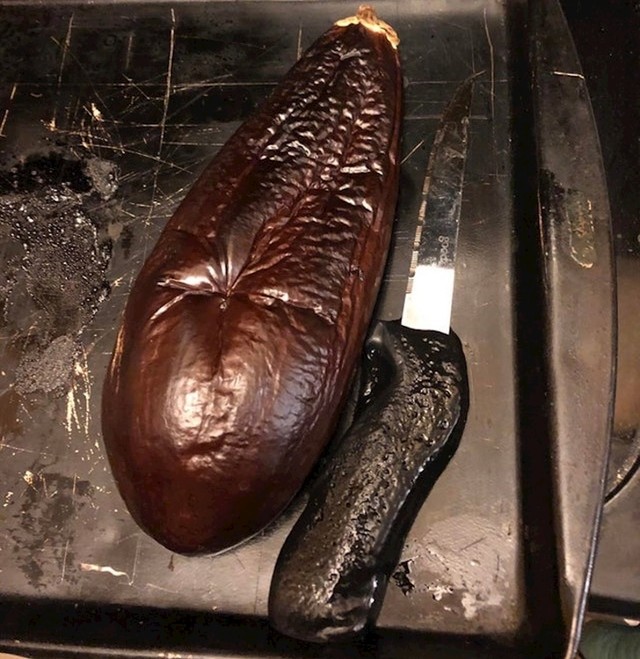 "Moj recept: Spaljeni patlidžan plus prilog od otopljenog noža..."