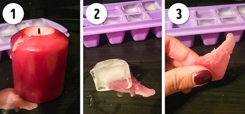 Kockicama leda uklonite vosak svijeća s namještaja