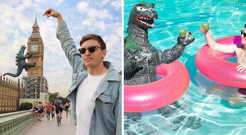 Lik photoshopira Godzillu na svoje fotke s putovanja i to izgleda urnebesno