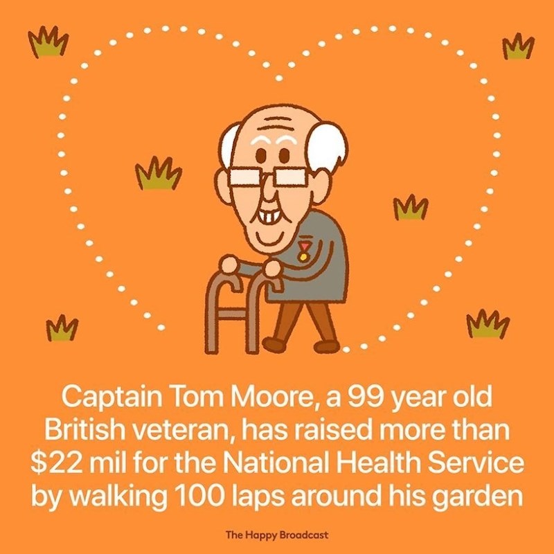 Kapetan Tom Morre, 99-godišnji britanski ratni veteran, pokrenuo je akciju i prikupio više od 22 milijuna dolara za borbu protiv koronavirusa