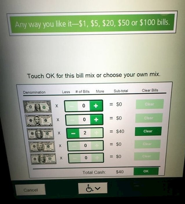 Bankomat na kojem možete birati kakve novčanice želite