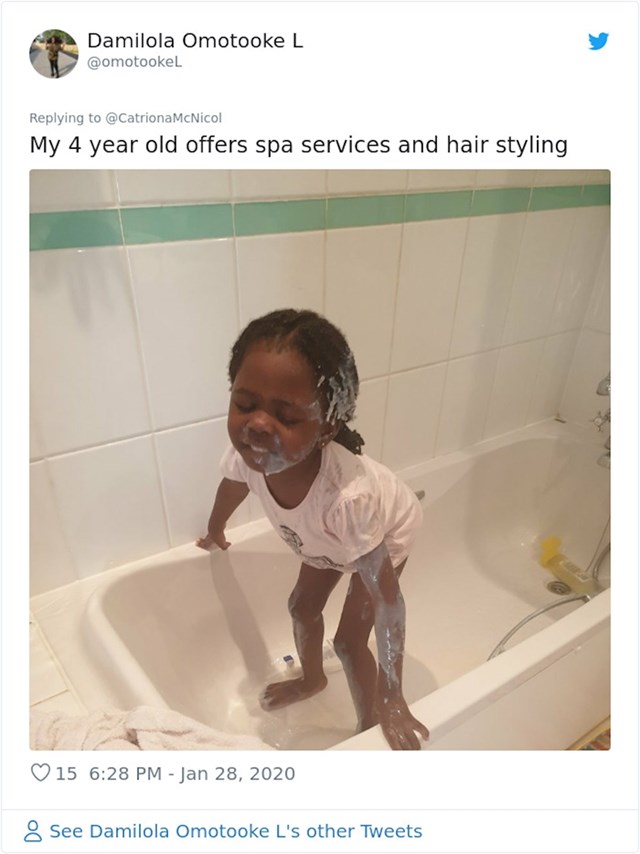 "Moja četverogodišnjakinja nudi spa usluge i pravi frizure"