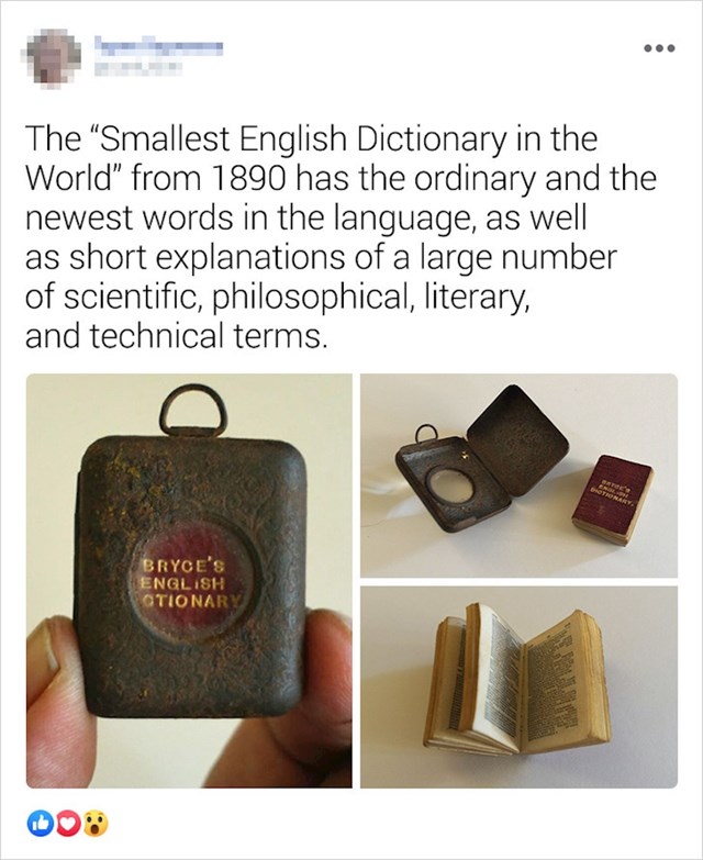 Najmanji rječnik engleskog jezika na svijetu iz 1890. godine