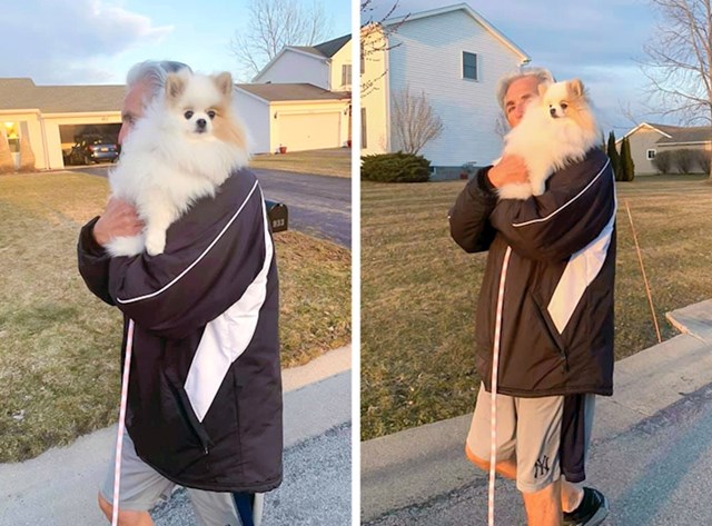 Tata koji nije htio ni čuti za psa, sada ga nosi kući iz šetnje jer "ima male noge"