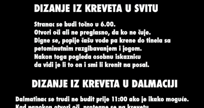 Širi se urnebesna usporedba kako se bude ljudi u svijetu, a kako Dalmatinci